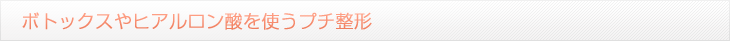 ボトックスやヒアルロン酸を使うプチ整形